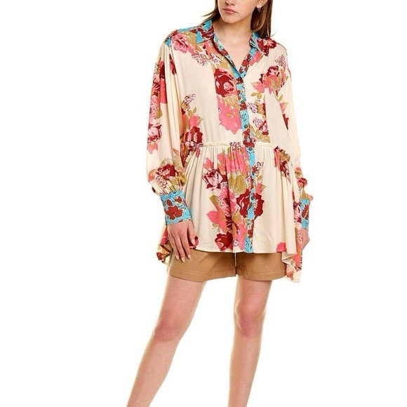 Free People Brunch A Bunch Boho Tunic Shirt L - Picture 2 of 11